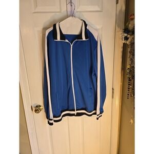 Screenshot Jacket Mens XL Blue Track White Stripe Y2K Rapper Soccer Athleisure